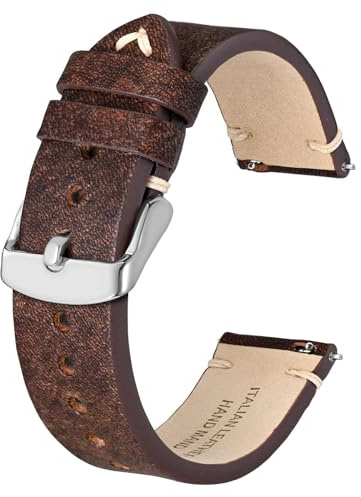 BSIONSTRAP Antike Uhrenarmband für Herren, Italienisches Leder, Schnellverschluss Armband, Kompatibel mit Uhrenanstoßbreiten von 18 mm, 20 mm 22 mm