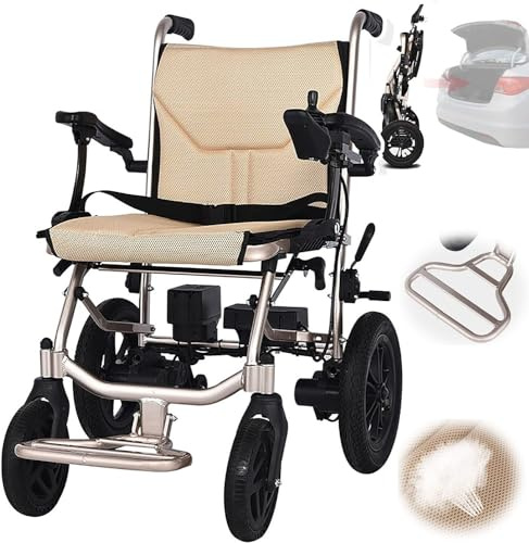 Silla de Ruedas Eléctrica Plegable Ligera Dual Baterías - Alcance de Resistencia 20 Km, Carga 100 Kg. Avión de Embarque Silla de Ruedas Discapacitados con Doble Control.