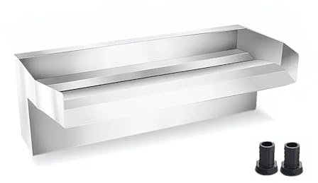 Cascata in acciaio inox per laghetto a cascata, rettangolare, per piscina, fontana a cascata, per piscina interrata, fontana d'acqua all'aperto (80 cm)