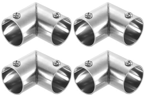 sourcing map 4 raccordi a gomito a 90 gradi a 2 vie, adatti per tubi con diametro esterno da 25 mm, in acciaio inox, connettori per tubi strutturali a catena