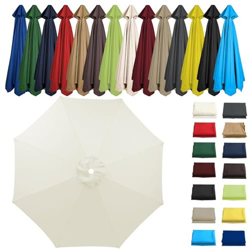 2 m, 2,7 m, 3 m Schirmdach, Ersatz mit UV50+ wasserdichtem Stoff, ideal für Freischwinger-Sonnenschirme, Outdoor-Tische und Marktschirme (6/8 Rippen)