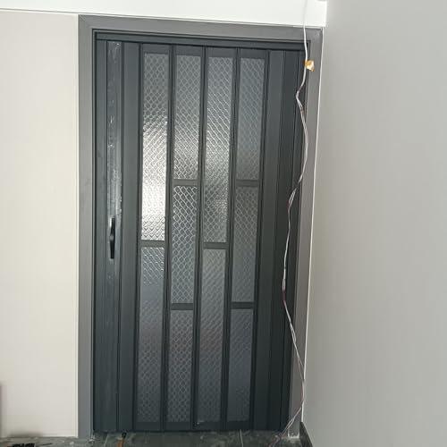 Falttür Falttüren Innentüren Schiebetür Schiebetüren Für Die Küche, 200, 203, 210 Cm Hoch, Faltbare Akkordeon-Innentür Für Waschküche, Schlafzimmer, Wohnung – Graue Aluminium- Und Acrylplatte, Einzieh
