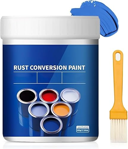 ZZLMDZ Weatherproof Rust Converter Paint for Metal,Rust Conversion Paint, 4-in-1 Remover for Metal Primer,Multicolor Universal Quick Drying, for Metallic, Car (Blue, 500g)