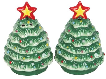 Something Different Wholesale Nostalgic Christmas Trees Salt & Pepper Shakers – Ceramic Holiday Design, Food Safe & Durable, Fun Addition to Holiday Meals, Perfect for Holiday Gifting