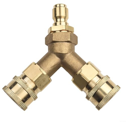 Gdfnmogo 3/8 Inch Brass Pressure Washer Tee Splitter Coupler 4000 PSI High Pressure Cleaner Accessory for Dual Washing Machine Connection
