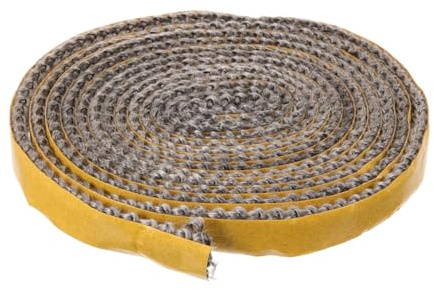 TOYANDONA Junta de Chimenea Autoadhesiva de Fibra de Vidrio para Puerta de Estufa de Leña, Cinta Selladora Resistente al Calor, Fácil Instalación, Amarillo