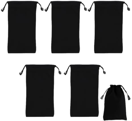 5 x Velours Avec Cordon Pochettes De Serrage,Velvet Drawstring Pouches, Black Jewellery Pouch, Pochette Velours Nere 10 X 20 Cm per Pochette Bijoux, Dolci, Mini Sachet Cadeau, Bomboniere