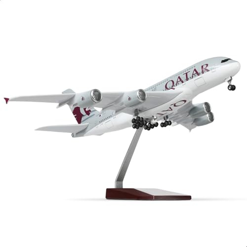 1/200 A380 Qatar modelo de avión de fundición a presión Airbus para A380 modelo de avión Kit con soporte (14 en L) Pre-Built para adultos, aviación creativa, colección de mesa