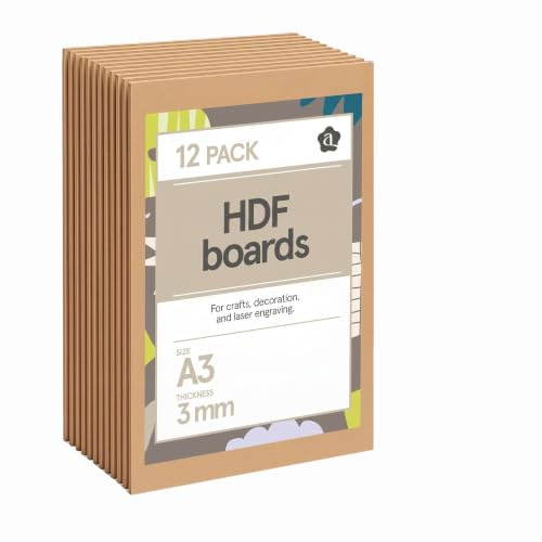 Ayurvana MDF-Platten für Lasergravur und Bastelarbeiten, 12 Stück, 3 mm dick, MDF-Holz für Laserschneiden, DIY-Projekte, Handwerk und Dekoration