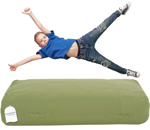 Foamma Crash Pad 15 x 44 x 72, Green - Sensory Crash Pad Mat with Foam Blocks for Kids and Adults to Jump, Play or Relax
