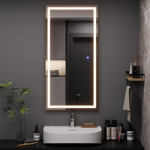 Vicco Badezimmerspiegel Miral, Glas, 100 x 50 cm | mit Frontlight Beleuchtung, zur Wandmontage mit integrierter LED-Beleuchtung