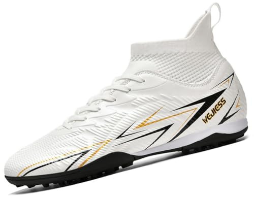 WEJIESS Scarpe da Calcio Alte da Uomo TF Scarpe con Tacchetti da Bambino Scarpe da Ginnastica da Allenamento per Ragazzi Scarpe da Calcetto per Sport Indoor