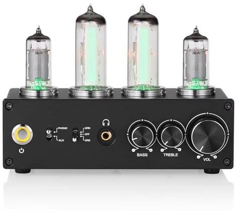 Phono Preamp Vacuum Tube, MM Turntable Preamplifier with Gain Control and Volume Knob, Stereo L/R/3.5mm Jack Output