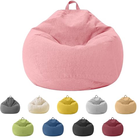 Jinfanshurich sittsäck för barn och vuxna, endast överdrag (utan fyllning), sittsäckstol för sovrum, kontor, vardagsrum, terrass (rosa)
