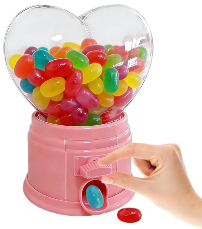 Dispensador de dulces en forma de corazón, mini máquina de chicle, soporte para dulces de escritorio, contenedor de aperitivos con perilla giratoria, recuerdo de, profesor, día de San Valentín