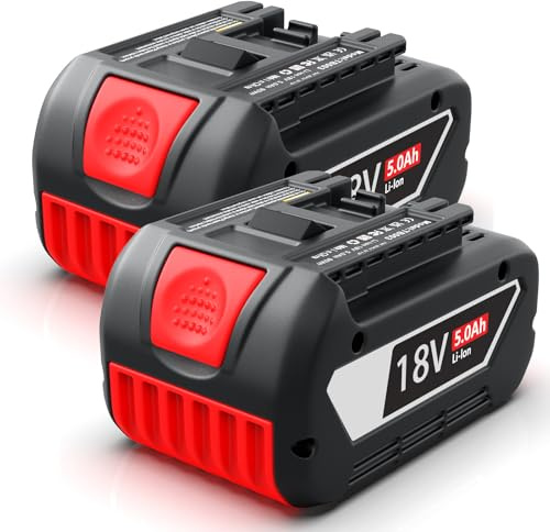 MoeuGreenBattX Batería de Repuesto para Bosch 18V: 5,0Ah, Ion de Litio, batería para Herramientas Bosch 18V BAT618 BAT618G BAT609 BAT609G BAT619 BAT619G BAT610G BAT610 BAT612 BAT622 (2 Unidades)