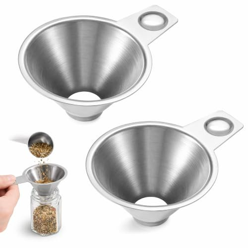 2 Stück Trichter Küche Edelstahl, Klein Metalltrichter für Marmelade Gewürze Kochölen Flüssigkeiten