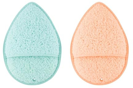 COOPHYA 2 Stück Reinigungsschwämme für Gesicht aus Polyurethan Tropfenförmig Sanfte Peelingwirkung Geeignet für Tägliche Anwendung bei Empfindlicher Haut und Rosacea