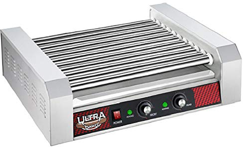 11 Roller Hot Dog Machine – Countertop Hot Dog Roller with Dual Temperature Zones Makes Up to 30 Hotdogs, Brats, or Sausages by Great Northern Popcorn