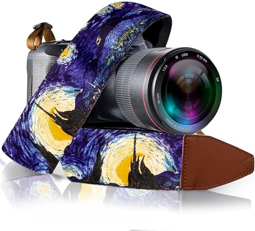 Art Tribute Van Gogh Starry Night Camera Strap Universal DSLR Camera Strap, Neck & Shoulder Belt for Digital DSLR and Binocular- Artistic & Cool Design - Best Gift for Photographers Men & Women