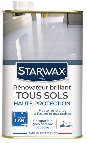 STARWAX Rénovateur brillant protecteur pour sols intérieurs 1L | Protège et fait briller carrelage PVC parquet stratifié et terres cuites, estompe les rayures, non glissant, rendement 30m²/L
