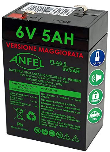 Batteria Compatibile Fiamm FG10451 al Piombo 6V 4,5Ah Faston 4,8mm