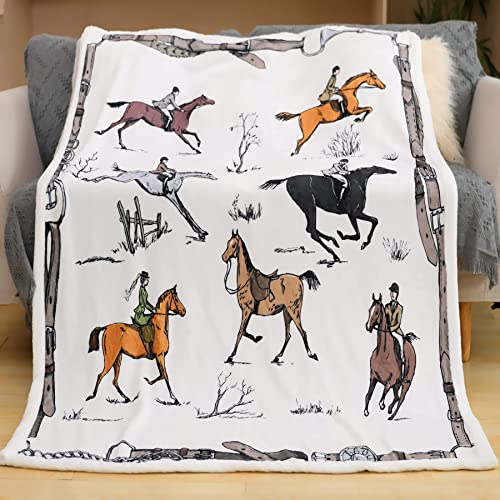 chifave Horse Blanket Gift for Girls Boys Adults Throw with Horses Design Fuzzy Soft Stuff Knight Horsemen Equestrian Gifts for Horse Lovers Kids and Toddler 50x60