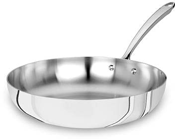 Pentole Agnelli Alu-Inox Bratpfanne aus Edelstahl, für Induktion 1907, mit röhrenförmigem Griff aus Edelstahl, Durchmesser 32 cm