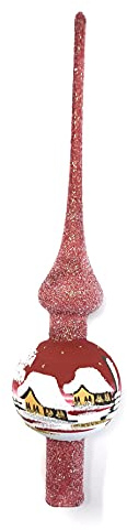 Weihnachtsbaum-Spitze aus Glas + Christbaum-Spitze Standard + Handarbeit aus Lauscha (rot)