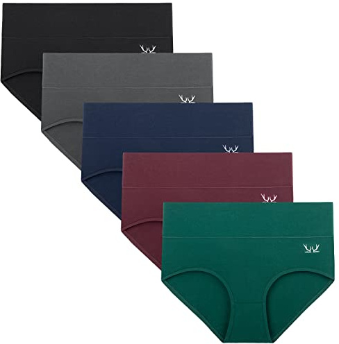 TANSTC Women’s Knickers – High Waist Cotton Underwear for Women, Soft Ladies Briefs with Tummy Support – Knickers for Women Multipack of 5