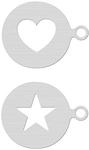 BESTonZON 2 plantillas de café de acero inoxidable con forma de corazón y estrella, plantillas de café, plantillas para decoración de chocolate caliente