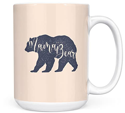 Mug Monster - Mama Bear Ceramic Coffee Cup, Mothers Day or Birthday Gift for Mum, New Mum Present - Extra Large and Giant, 15oz White