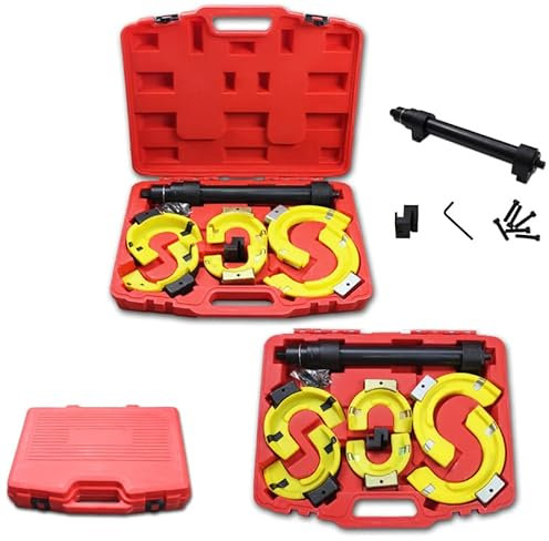 Herrselsam Universal Federspanner für Mc Pherson 3 Spannköpfe Universal Federbeine System Tieferlegung Fahrwerk Spanner KFZ Satz,inkl Werkzeug Federbeine Tragekoffer