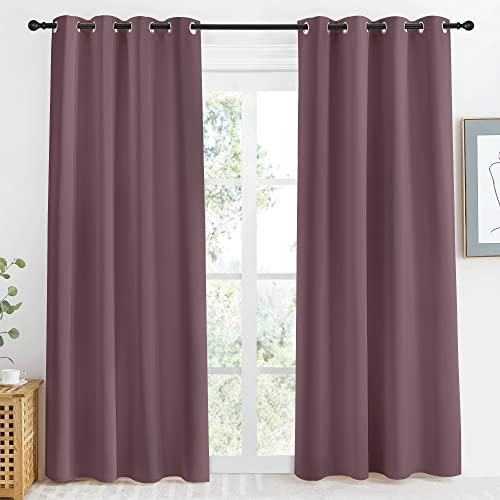 NICETOWN Cortina Opaca para Ventana de Cocina, Rosa Seca, 1 Panel, 55 x 86 Pulgadas de Largo, Aislamiento térmico, Ojales sólidos, Cortina de oscurecimiento para apartamento
