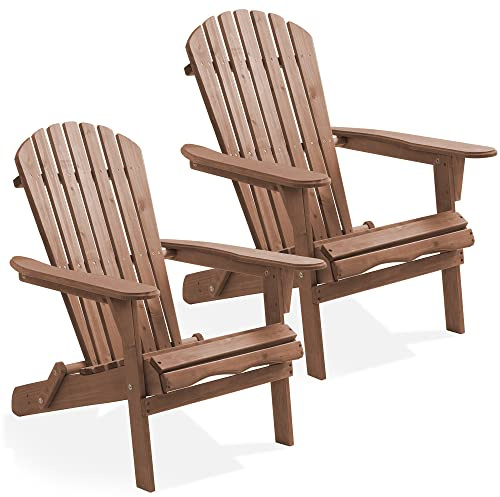 Casafield Adirondack Klappstuhl, 2er Set Zedernholz Outdoor Feuerstelle Lounge Stühle für Terrasse, Deck, Hof, Rasen und Garten, Sitzgelegenheit, teilweise vormontiert - Espresso