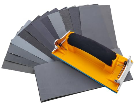 Hubaow Sandpaper Holder, 36 Pcs Dry & Wet Sandpaper with 1 Pack Hand Sander