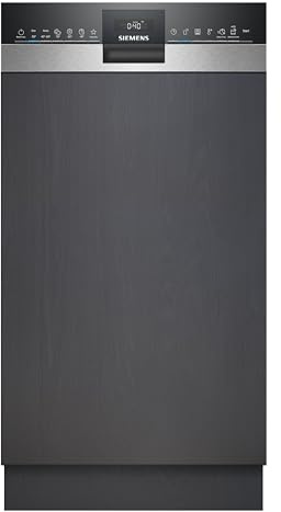 Siemens iQ300 smal delvis integrerad diskmaskin 45 cm SR53HS74KE | Dubbel sprayarm för grundlig rengöring, tre stegs höjdjusterbar övre korg, sköljturbo, 44 dB, Home Connect