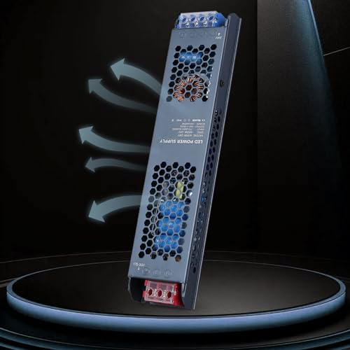 YOODI Transformateur 220V 24V, Transfo 400W 16,6A Adaptateur Alimentation, Conducteur à Tension Constante Basse Tension, AC à DC LED Driver Ultra Mince pour Bande Lumineuse