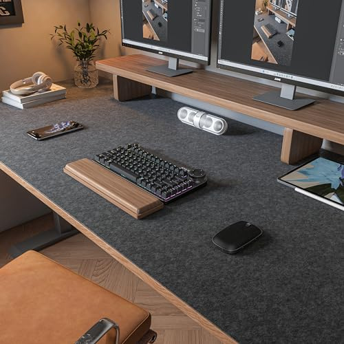 Große Filz-Schreibtischunterlage, 120 x 60 cm, rutschfeste Schreibtischunterlage für Büro und Zuhause, 120 x 60 cm, Tastaturmatten für Schreibtisch, Schreibtischschutz (dunkelgrau)
