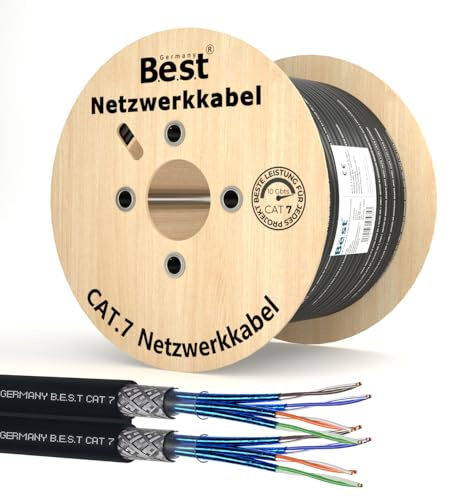 CAT 7 250m Duplex Erdkabel Reines Kupfer LAN Netzwerkkabel S/FTP | 100 % reines Kupfer, LAN Erdkabel, Netzwerkkabel, S/FTP, 10 Gbit, PoE+, UV- & wetterfest, Router, Switch, IP-Kameras