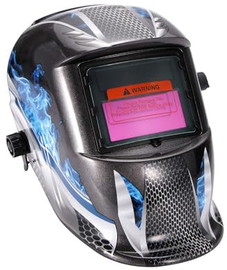 Auto Welding Mask, Solar Auto Darkening Welding Helmet Large View Welding Helmet DIN 9-13 Arc Tig Mig Helmet with 5 Protectors