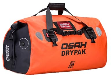 Greanthour Reseväska, vattentät motorcykelväska med rullstängning, stor förvaring, för camping, kajak, fiske och resor (orange, 40 L)