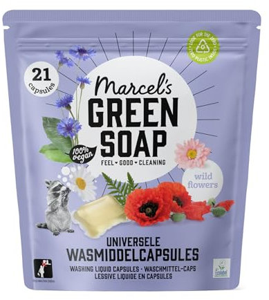 Marcel's Green Soap Capsules pour le linge Fleurs sauvages - Lessive Pods - 85% moins de plastique - Recyclable