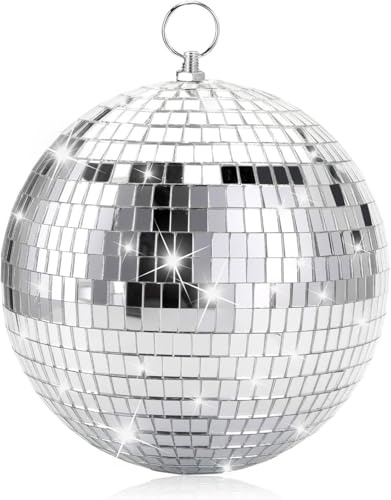 2 Stück-15CM Spiegelkugel,Discokugeln mit hängendem Ring,Silber DiscokugelDiscokugel Deko Aufhängen,ideal für Partys oder DJ-Lichteffekt,Weihnachtsfoto-Requisiten