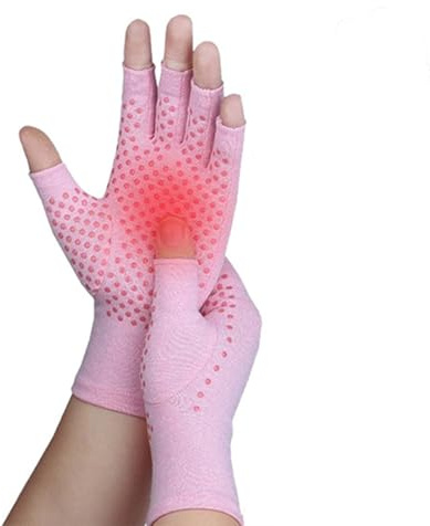 AMateschitz Gants de Compression Arthrose Gants Arthrite Mitaines Antidérapantes Gants de Vélo Gants de Sport pour Hommes Femmes Course Cyclisme Escalade, Rose, S