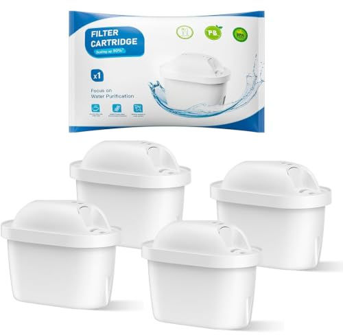 BREAUILL Water Filter Cartridges, Replacement for Brita Maxtra Pro All-in-1, Maxtra+ Plus, BREAUILL 4 PCS Water Filter Compatible with Brita Marella Jug Kettle, Reduce Odor & Impurities
