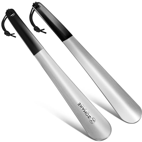 ZOMAKE Calzascarpe Lungo, Calza Scarpe Metallo 30cm, Calzante per Scarpe Acciaio Inossidabile, Shoe Horn Facile Da Usare per Uomini Donne Anziani (2 Pezzi)