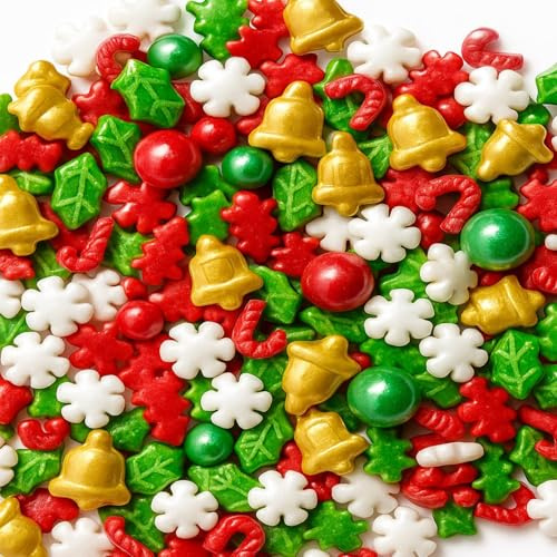 130g Perlen Torten-Zuckerstreu Edible Sprinkles Metalic Christmas Pearl Sprinkles Of Pearl Sugar Cake Sprinkle, Edible Christmas Cake Decorations, Sugar Bell, Trees for Cupcake Cakes(Xmas Mix)