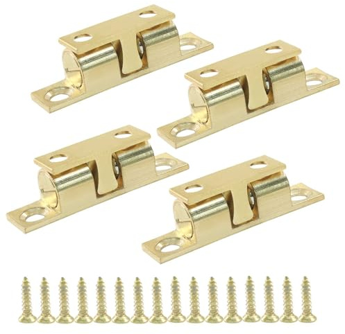 Hordion 4 Pack Double Ball Tension Roller Catch Latch, 40mm Solid Brass Adjustable Cabinet Door Catch for Cabinet Closet Drawers Furniture
