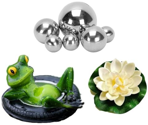 JACKANNA Schwimmkugeln für Miniteich Teichdeko Dekofigur Gartenteich Schwimmende Frosch Deko Gartenfiguren Außen Wetterfest Harz Statue Miniteich Deko 2 x Schwimmend Lotusblüte (7)